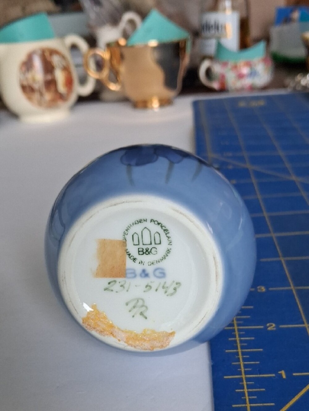 Bing & Grandahl Blue Floral Porcelain Bud Vase - Picture 3 of 3